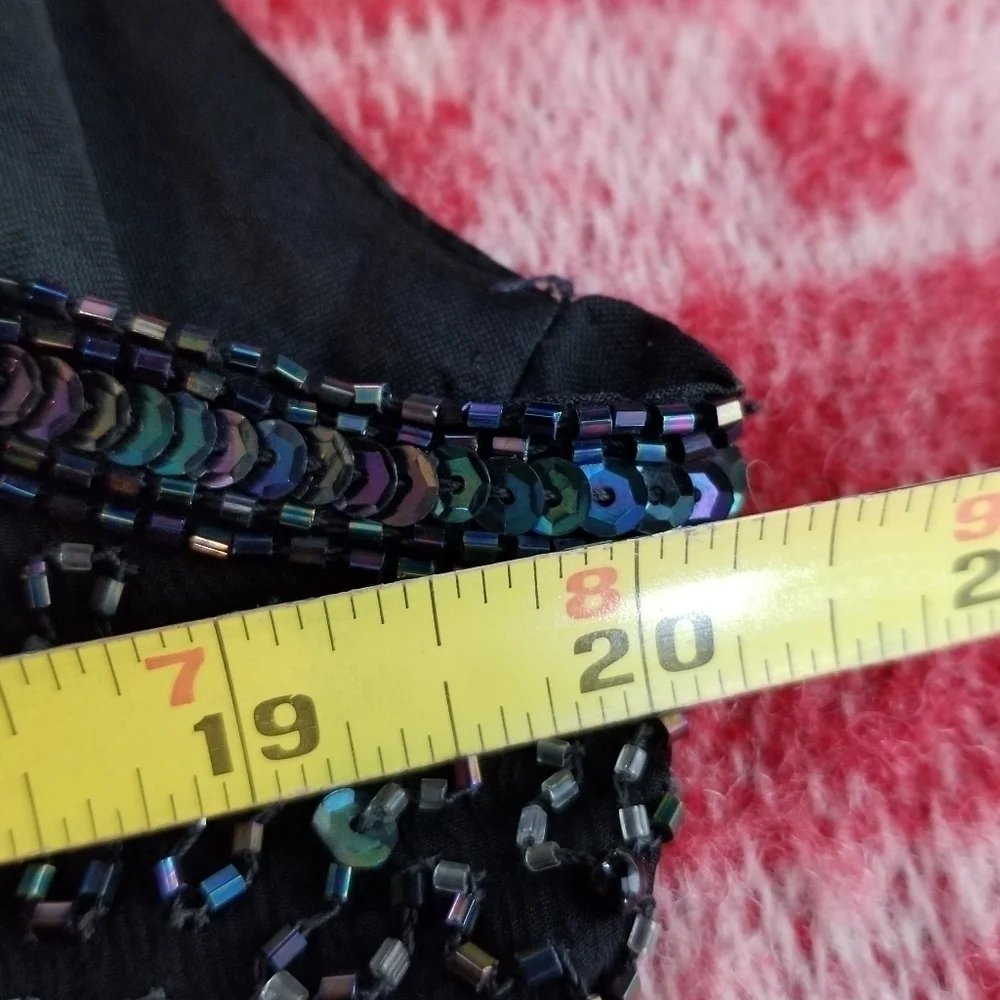 Amanda Smith Pure Silk Sequin Beaded Vest Size Large Stars Metallic Event Party